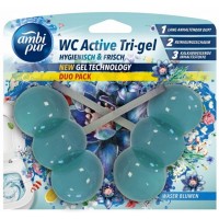 Гелевый подвесной блок для туалета Ambi Pur WC Active Tri-gel Водяные цветы, 2х45 г